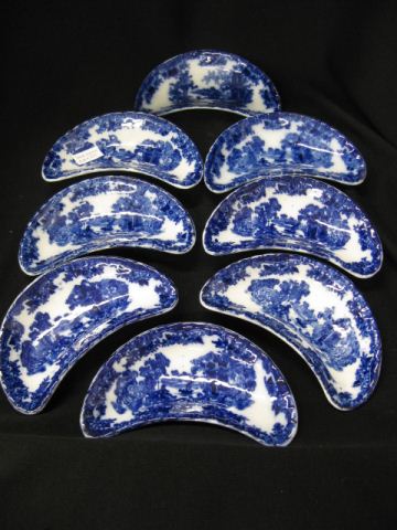 Set of 8 Flow Blue Side Dishes Fairy
