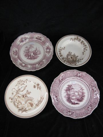 4 Victorian Ironstone Transferware Plates