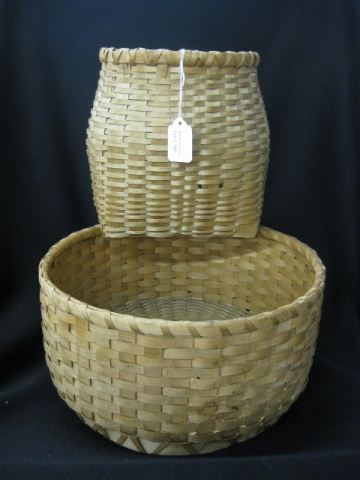 2 Handmade Baskets 8 1/2 tall and