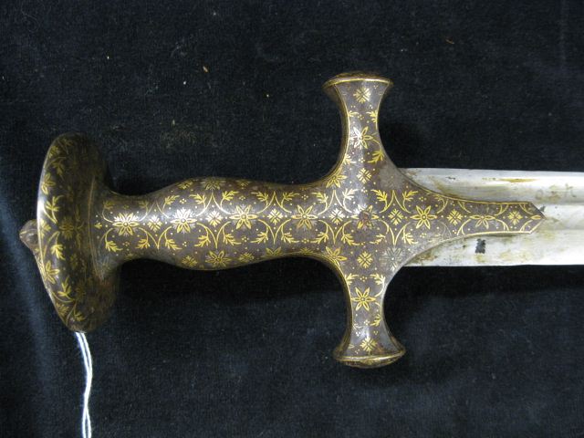 Gold Inlaid Bronze Handled Sword blade