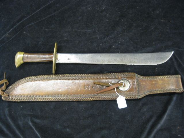 Large Knife & Sheath brass & wood