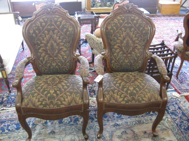 Pair of Carved Mahogany Art Chairs