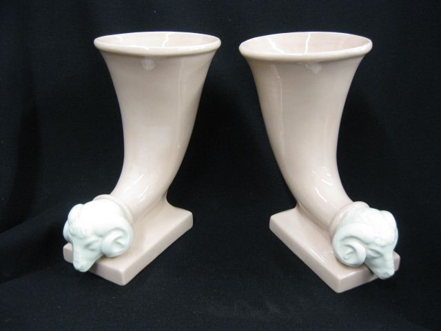 Pair of Art Pottery Cornucopia Vases