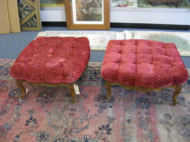 Pair of Ottomans Carved French 14add1