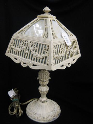 Antique Slag Glass Budoir Lamp blue