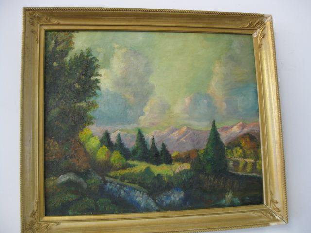 Oil on Canvas mountain landscape