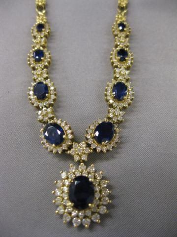 Sapphire Diamond Necklace 9 oval 14aeee
