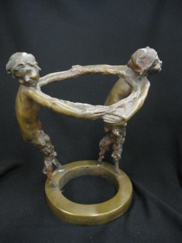 E B Parson Bronze of Two Pan Figuresdancing 14aef6