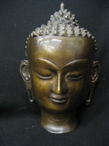 Oriental Bronze Bust of a Buddha 7 1/2.