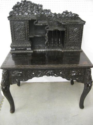 Chinese Carved Desk cabinet top with