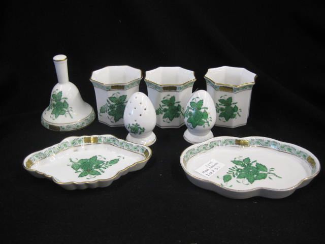 8 pcs. Herend Porcelain;green floral