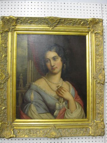 Portrait Young Woman Wearing Pearls 14af47