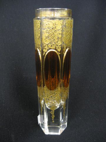 Moser Art Glass Vase amber medallions 14af74