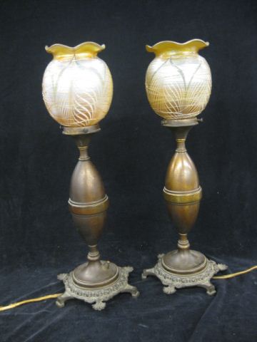 Pair of Quezal Art Glass Lamps 14afa4