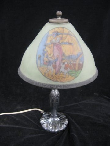 Pairpoint Art Glass Lamp reverse painted