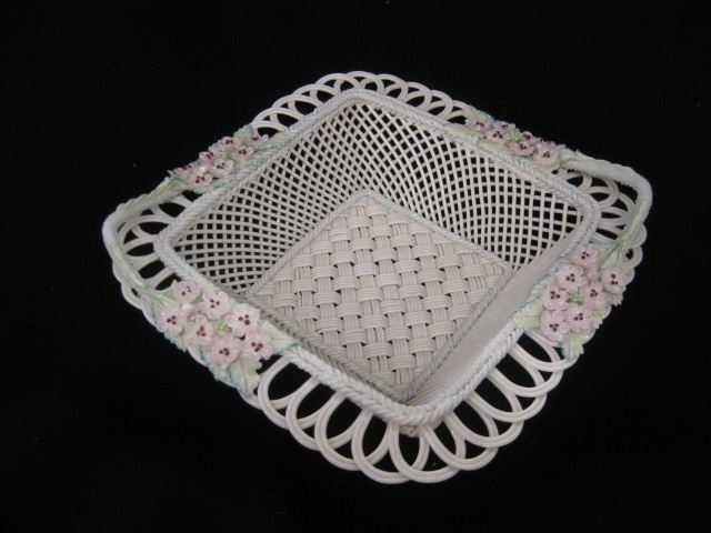 Irish Belleek Porcelain Basket fine