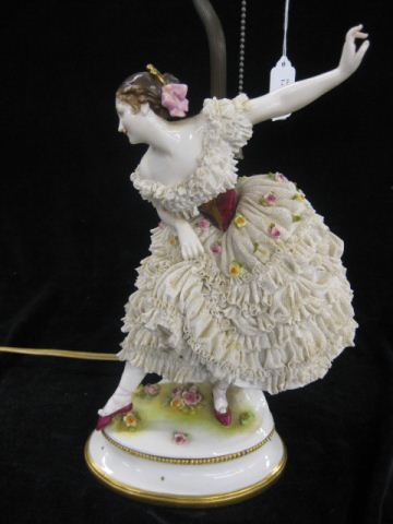 Dresden Porcelain Figural Lamp dancer