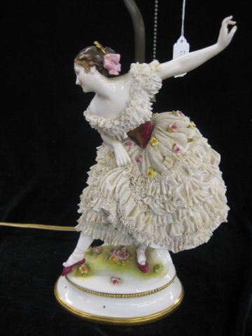 Dresden Porcelain Figural Lamp 14afb4