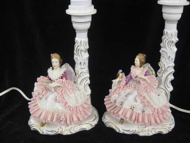Pair of Dresden Lace Porcelain