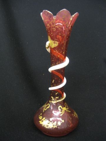 Bohemian Cranberry Art Glass Vase 14afc2