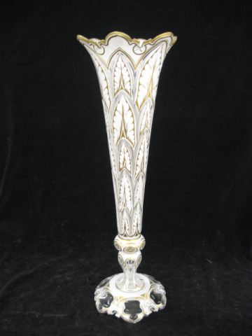Bohemian Art Glass Vase white cut to clear 14afc3