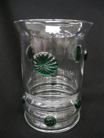 Art Glass Vase clear with emerald 14afc0
