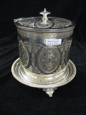 Silverplate Biscuit Box footed hinged