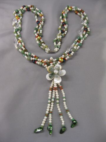 Pearl Turquoise Necklace multi color 14b024