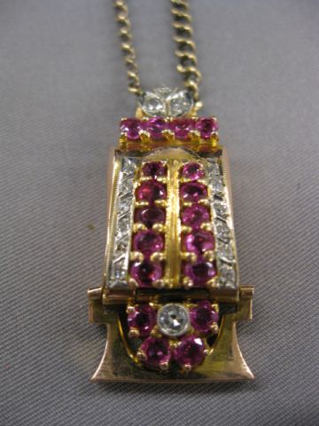 Diamond Ruby Pendant retro style 14b052