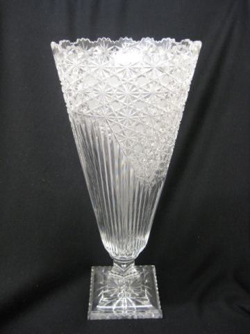 Cut Glass Vase fine cane & ray design