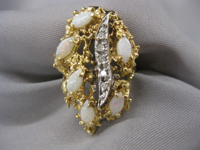 Opal Diamond Ring six marquise 14b067