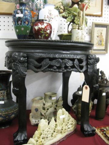 Chinese Carved Wooden Stand marble