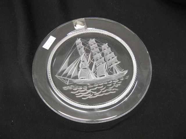 Lalique Crystal Plate sailing ship 14b0b5