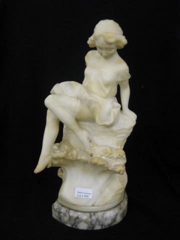 Carved Alabaster Statue of Seated 14b0c8