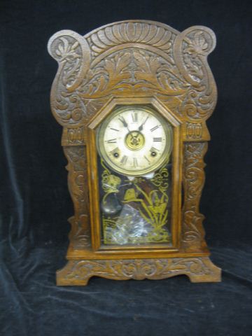 Sessions Carved Oak Mantle Clock