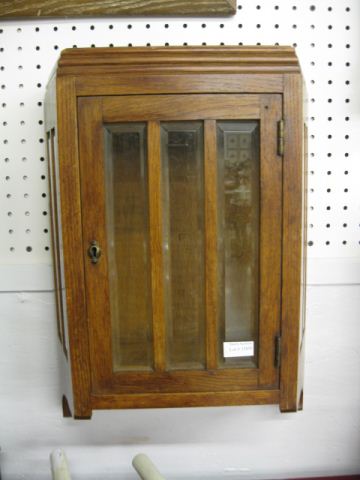 Pair of Oak Wall Cabinets beveled