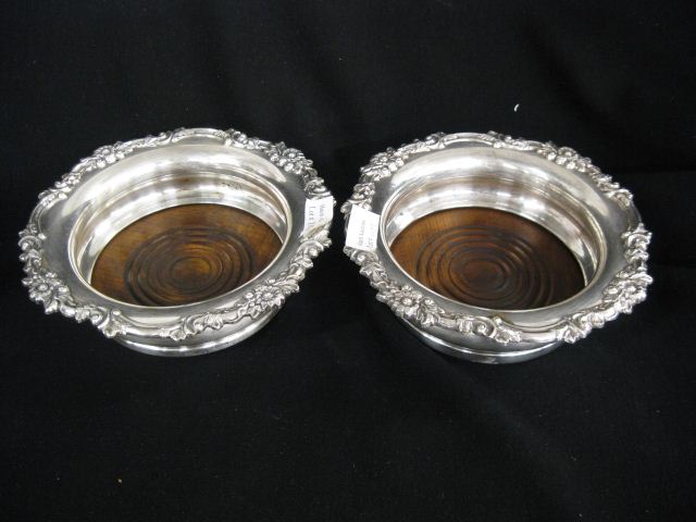 Pair of Silverplate Wine Coasters 14b0f3