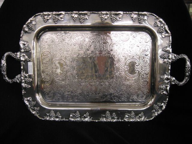 Silverplate Serving Tray fine engraving 14b0f6