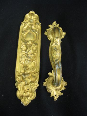 Bronze Ormolu Door Handle & Guard 19th