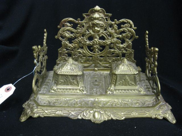 French Victorian Brass Inkstand 14b124