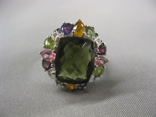 Multi Gem Ring green tourmaline 14b134