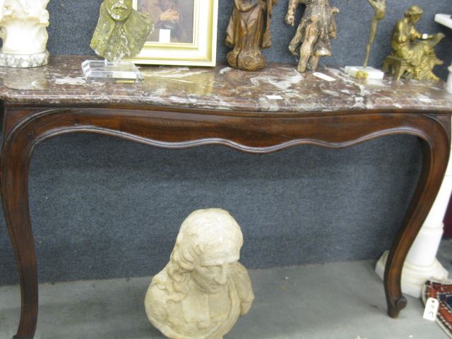 Marble Top Foyer Table carved wooden 14b136