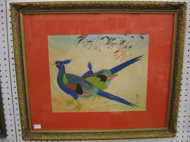 Oriental Painting on Silk of Pheasants