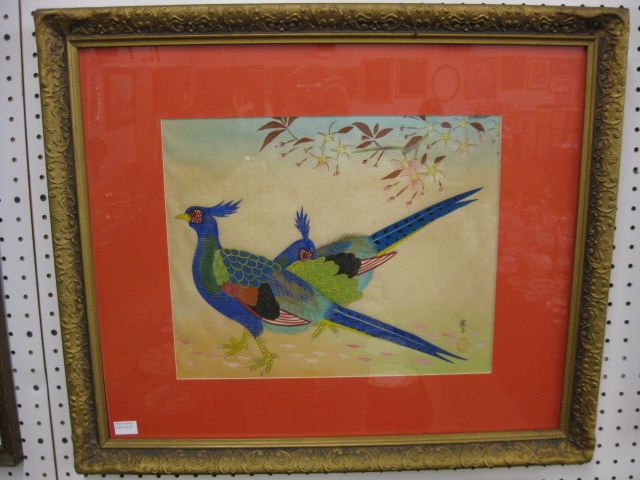 Oriental Painting on Silk of Pheasants 14b137