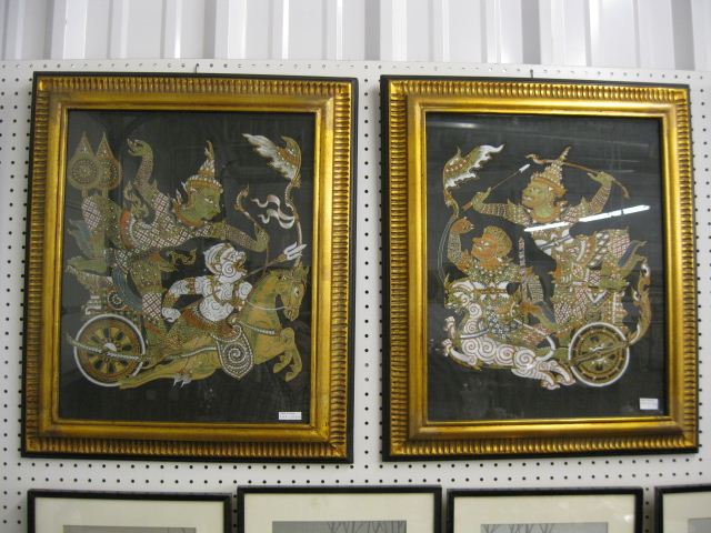 Pair of Thailand Paintings on Silk 14b138