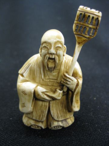 Carved Ivory Netsuke of Old Manwith 14b166