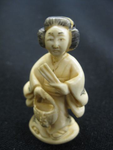 Carved Ivory Netsuke of Ladywith 14b167