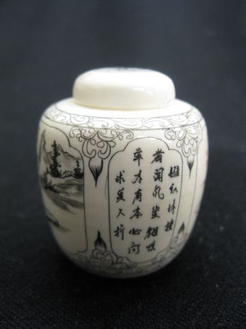 Carved Ivory Miniature Covered