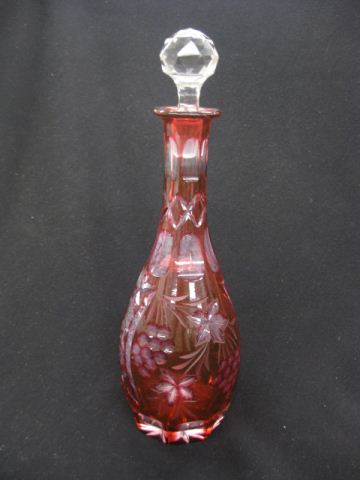 Cranberry Cut-to-Clear Decanter