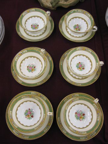 6 Minton China Cups & Saucers enameled